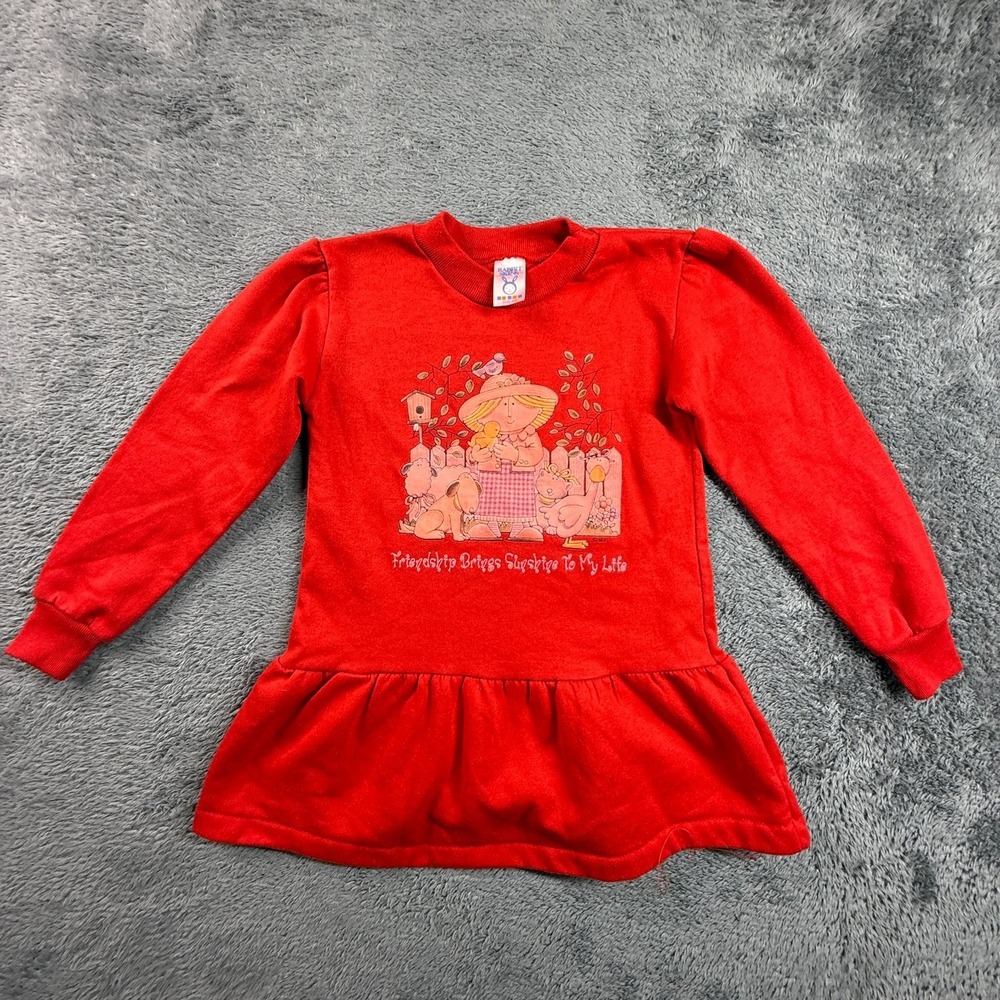 Rabbit Skins Girls 5/6 Red Sweater Dress Long Sleeve Strawberry Shortcake